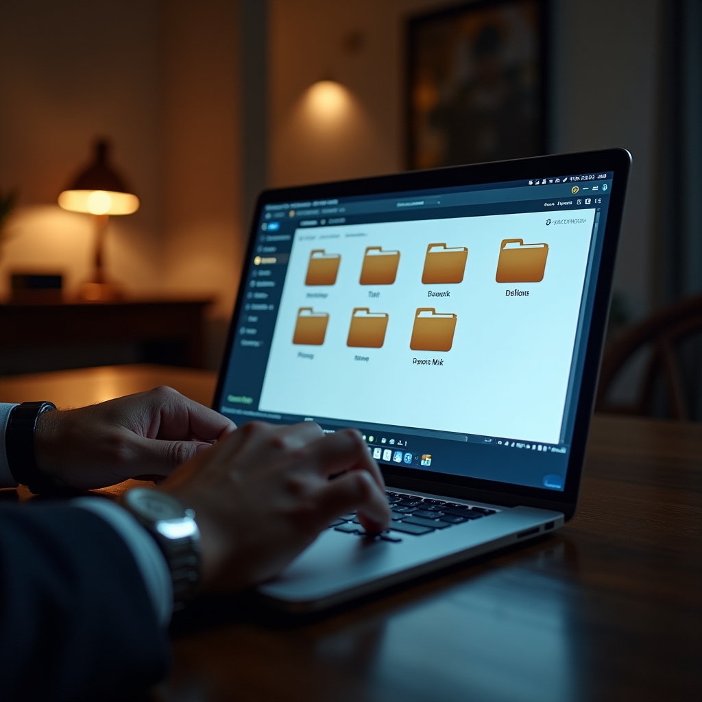 Digital document archive on laptop screen
