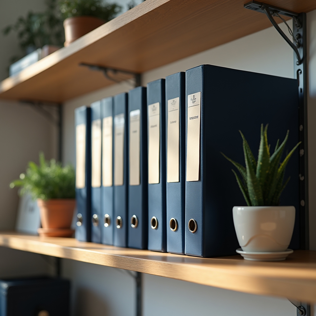 Neatly organised document binders